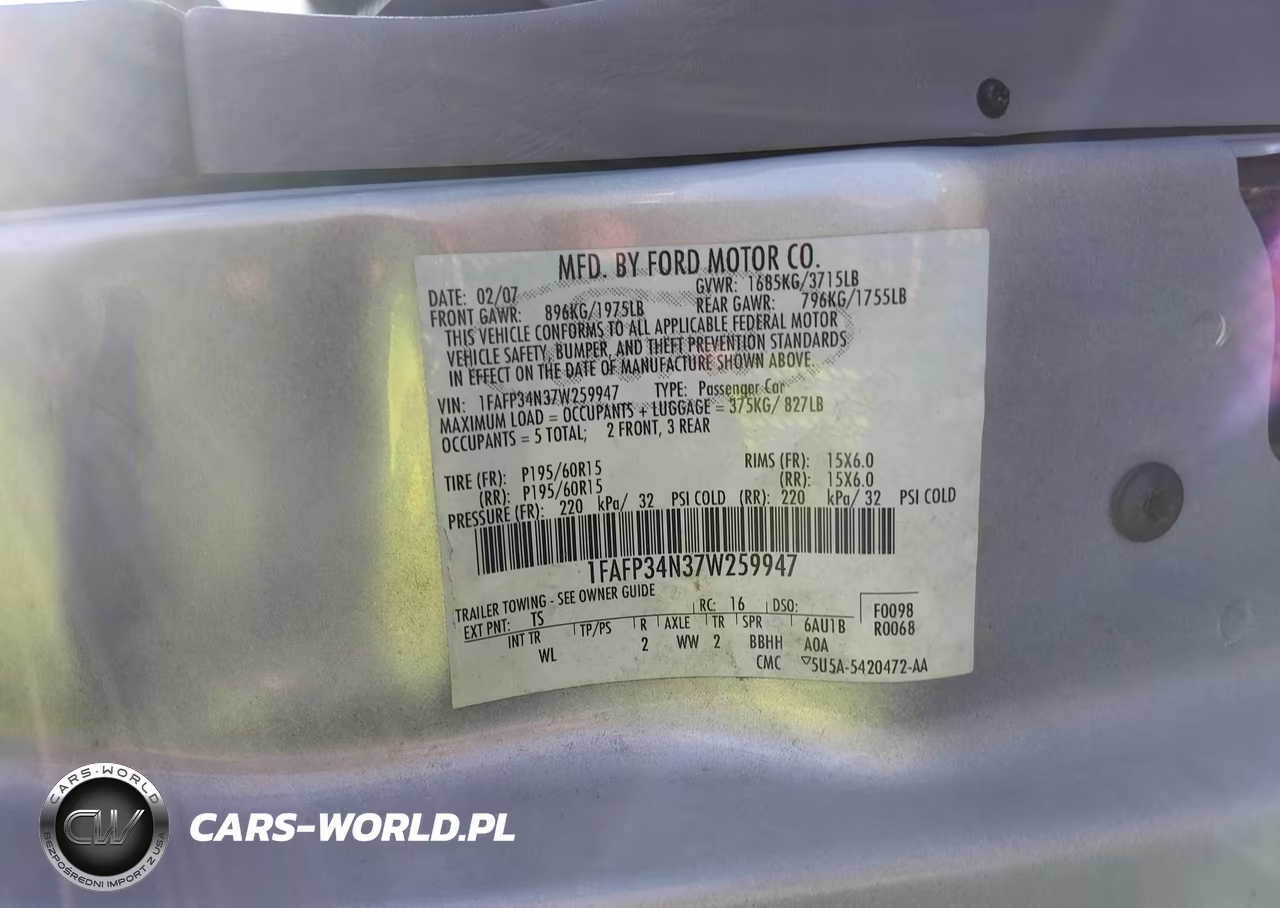 2007 Ford Focus S-Se-Ses VIN:1FAFP34N37W259947 - 9