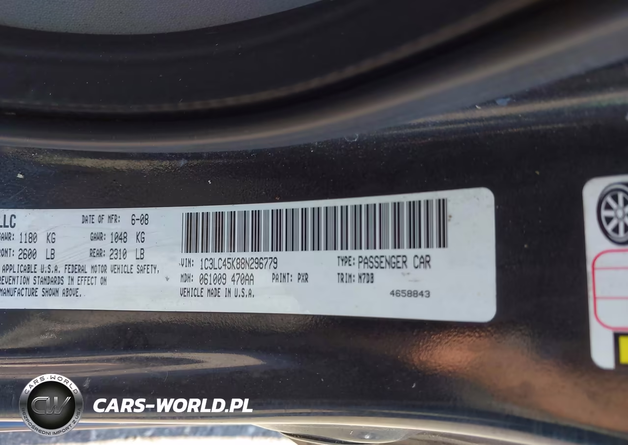 2008 Chrysler Sebring Lx VIN:1C3LC45K88N296779 - 9