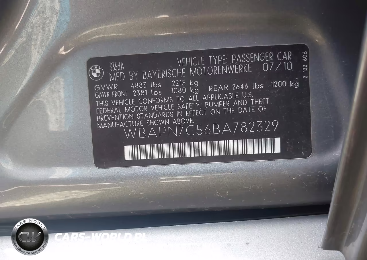 2011 BMW 335D VIN:WBAPN7C56BA782329 - 9