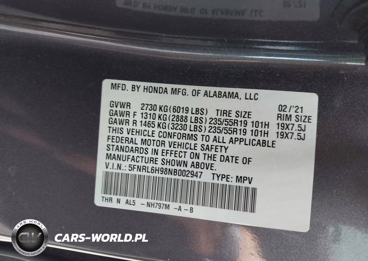 2022 Honda Odyssey Elite VIN:5FNRL6H98NB002947 - 9