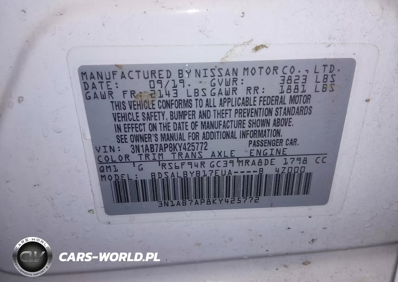 2019 Nissan Sentra S VIN:3N1AB7AP8KY425772 - 9