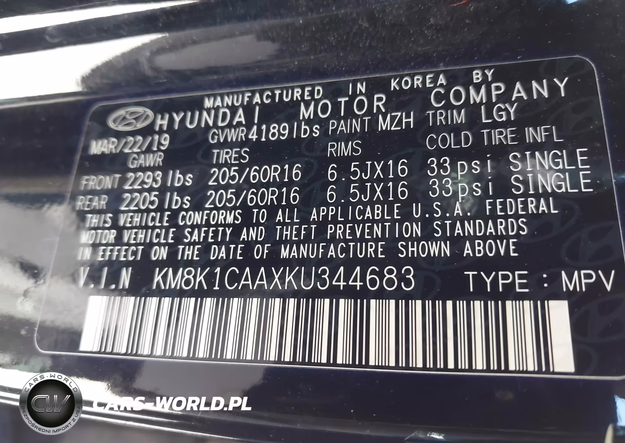 2019 Hyundai Kona Se VIN:KM8K1CAAXKU344683 - 9