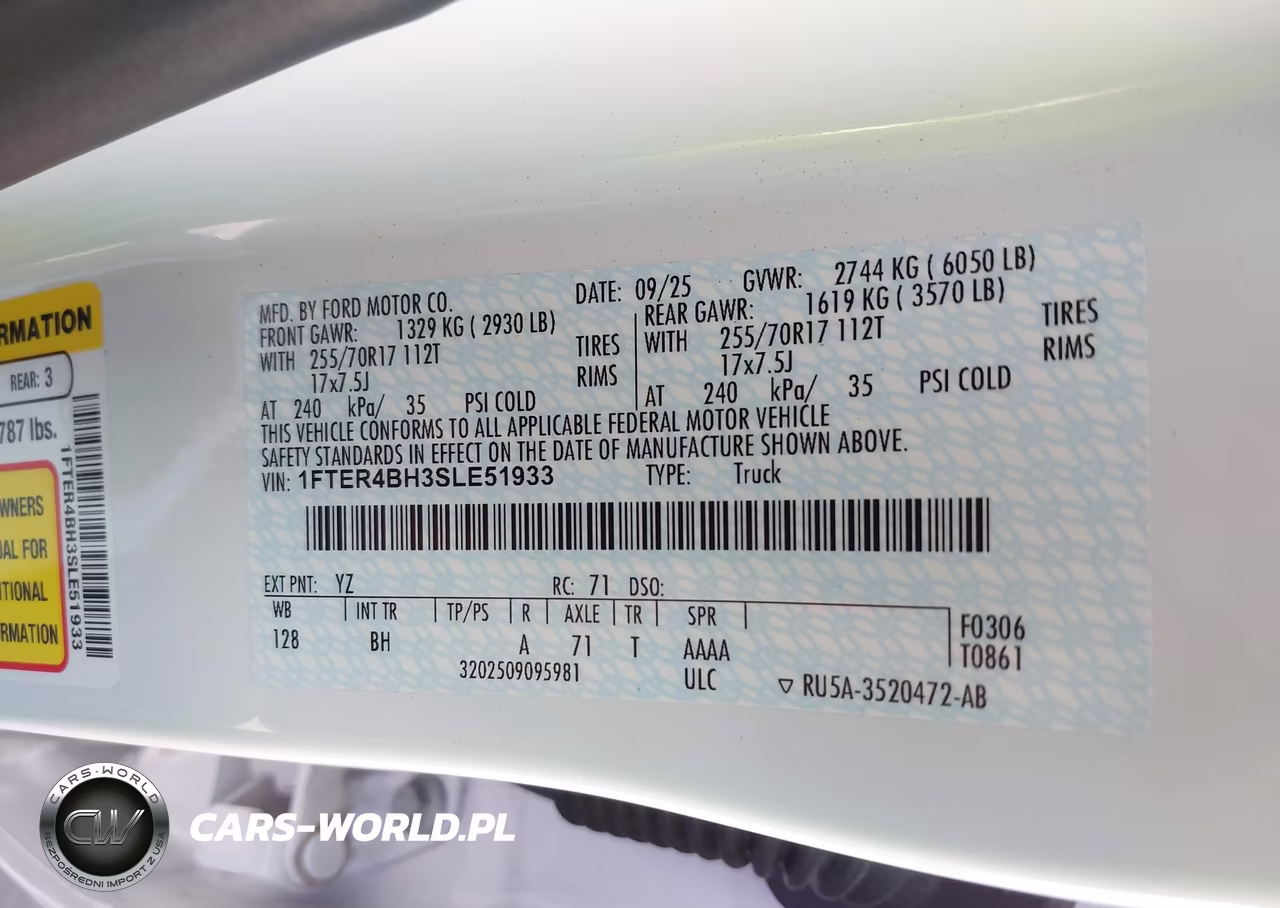2025 Ford Ranger Xl VIN:1FTER4BH3SLE51933 - 9