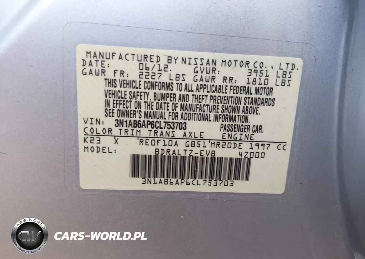 2012 Nissan Sentra 2.0 Sr VIN:3N1AB6AP6CL753703 - 9