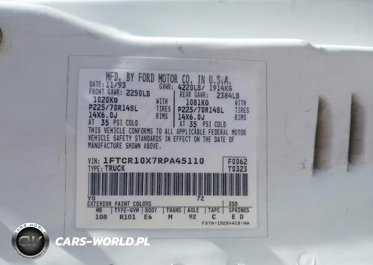 1994 Ford Ranger VIN:1FTCR10X7RPA45110 - 9