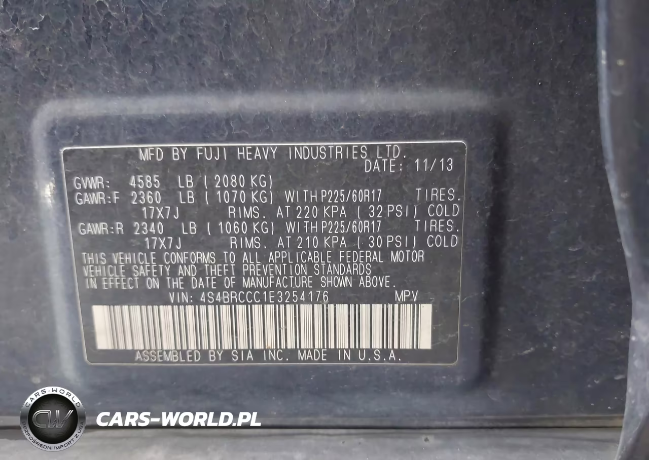 2014 Subaru Outback 2.5I Premium VIN:4S4BRCCC1E3254176 - 9