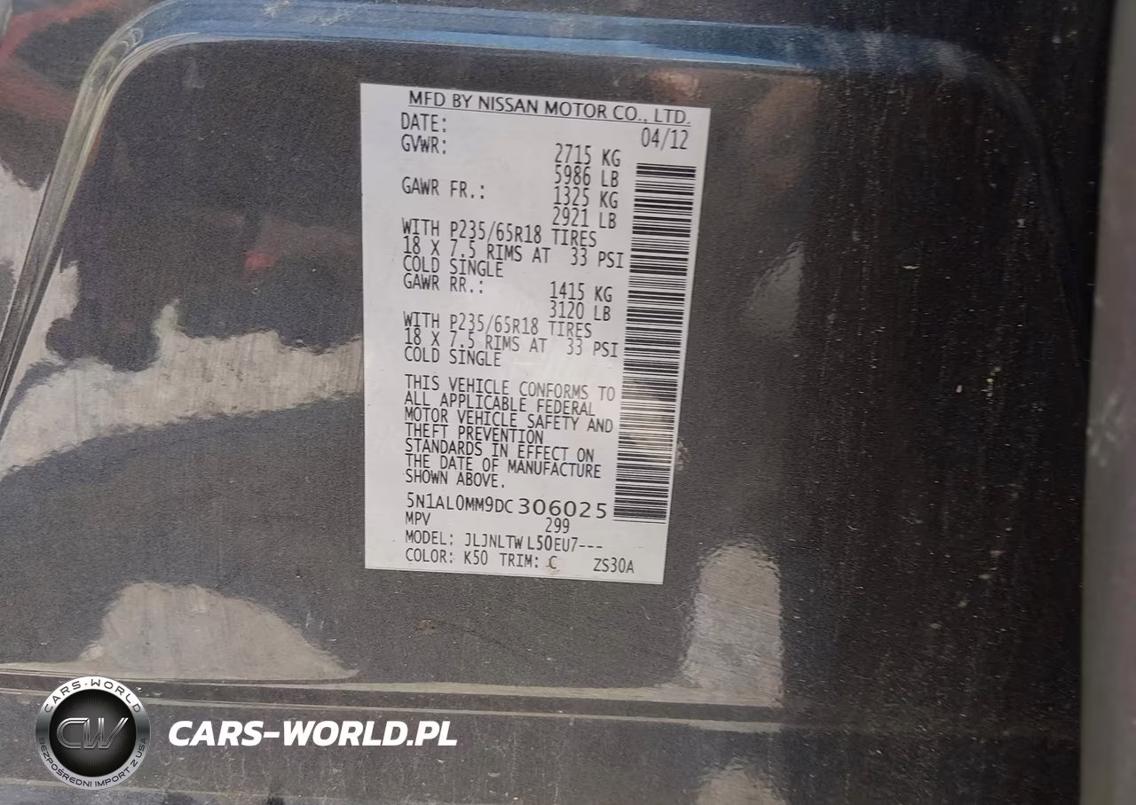 2013 Infiniti Jx35 VIN:5N1AL0MM9DC306025 - 9