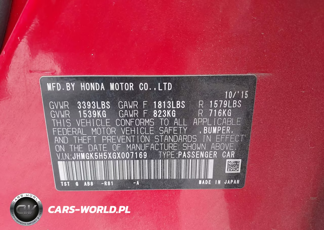 2016 Honda Fit Lx VIN:JHMGK5H5XGX007169 - 9