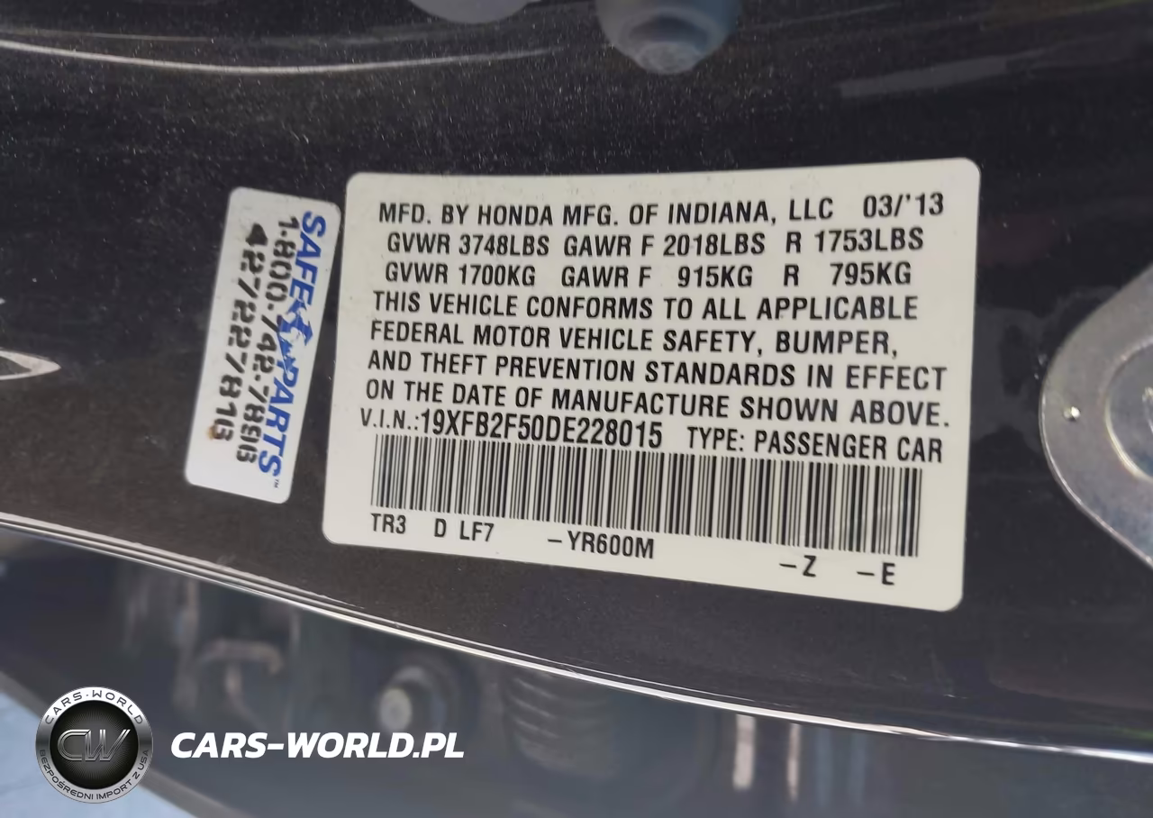 2013 Honda Civic Lx VIN:19XFB2F50DE228015 - 9