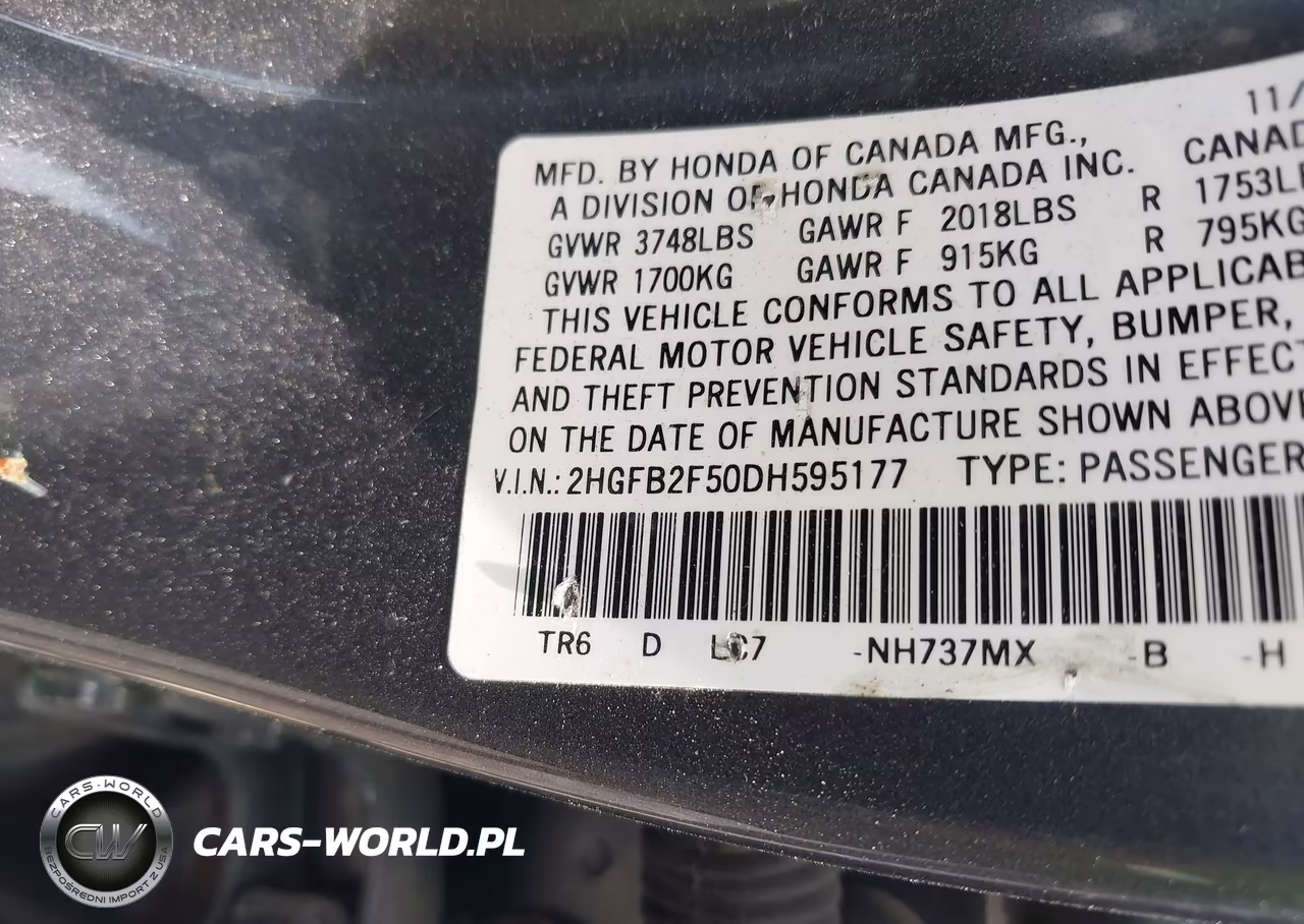 2013 Honda Civic Lx VIN:2HGFB2F50DH595177 - 9