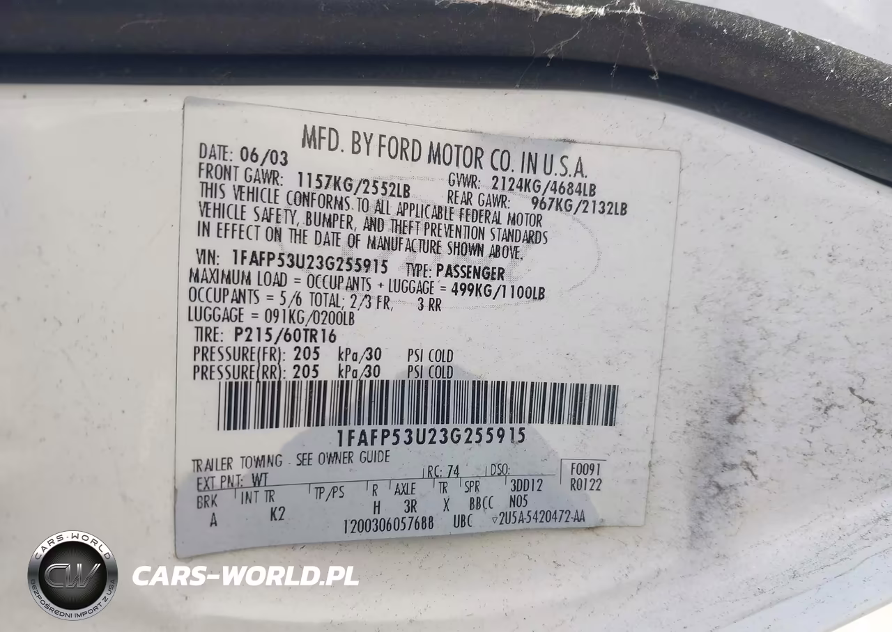 2003 Ford Taurus Se VIN:1FAFP53U23G255915 - 9