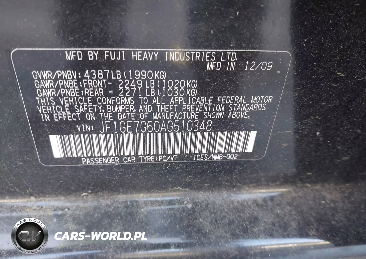 2010 Subaru Impreza Wrx Limited VIN:JF1GE7G60AG510348 - 9