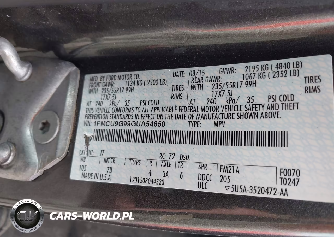 2016 Ford Escape Se VIN:1FMCU9G99GUA54650 - 9