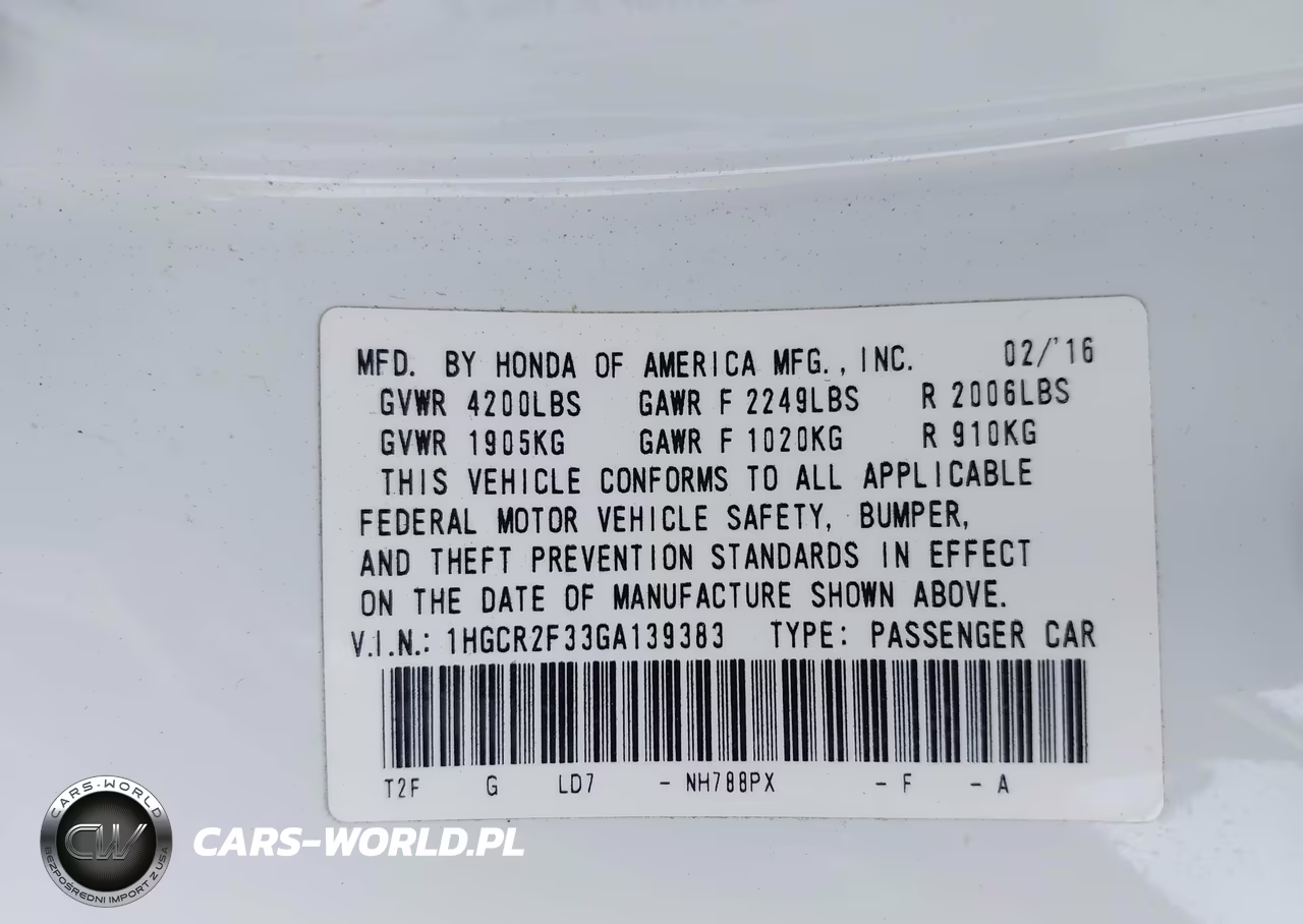 2016 Honda Accord Lx VIN:1HGCR2F33GA139383 - 9