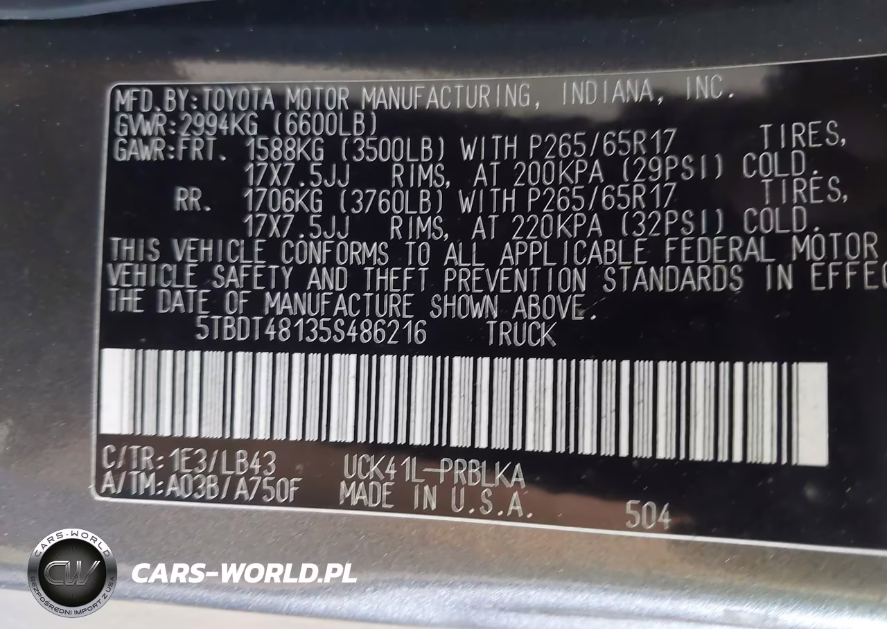 2005 Toyota Tundra Limited V8 VIN:5TBDT48135S486216 - 9