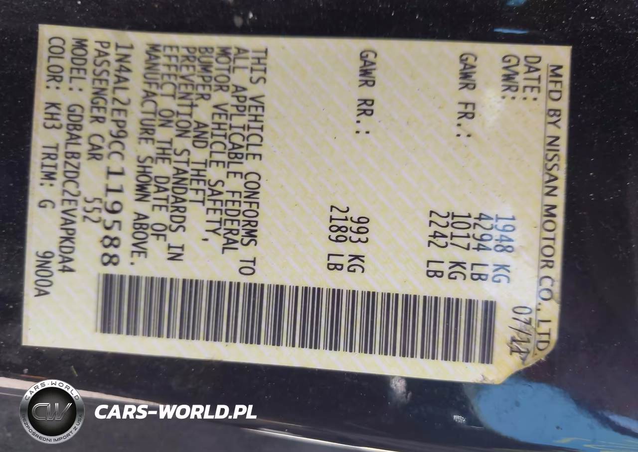 2012 Nissan Altima 2.5 S VIN:1N4AL2EP9CC119588 - 9