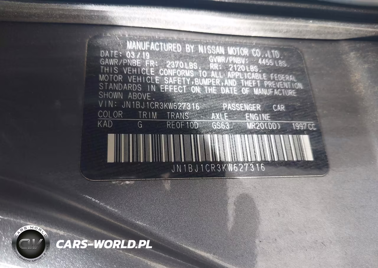 2019 Nissan Rogue Sport S VIN:JN1BJ1CR3KW627316 - 9
