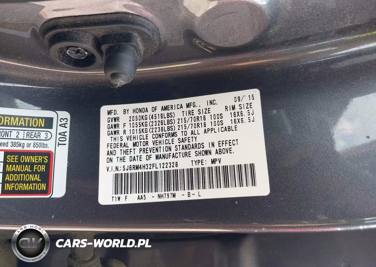 2015 Honda Cr-V Lx VIN:5J6RM4H32FL122328 - 9