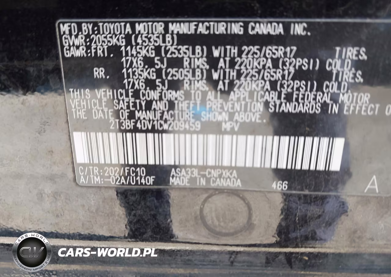2012 Toyota Rav4 VIN:2T3BF4DV1CW209459 - 9