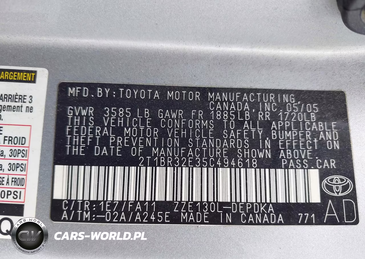 2005 Toyota Corolla Ce VIN:2T1BR32E35C494618 - 9