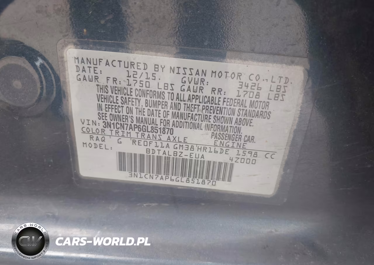 2016 Nissan Versa 1.6 Sv VIN:3N1CN7AP6GL851870 - 9
