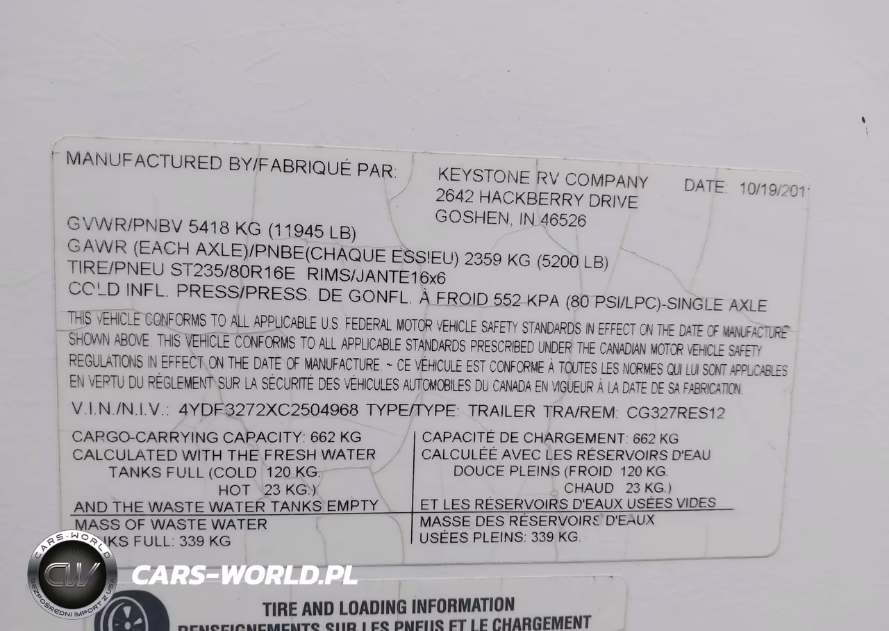 2012 Keystone Rv Other VIN:4YDF3272XC2504968 - 9