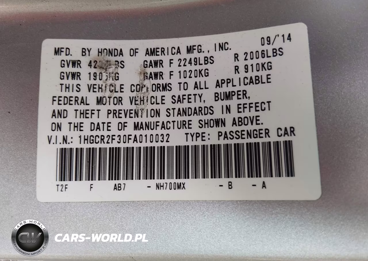 2015 Honda Accord Lx VIN:1HGCR2F30FA010032 - 9