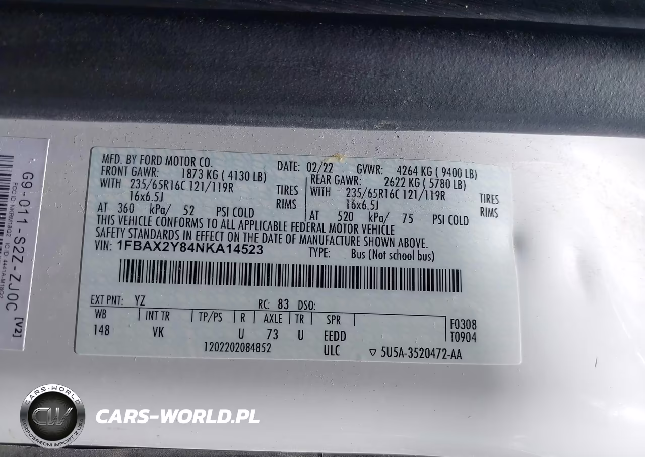 2022 Ford Transit-350 Passenger Van Xl VIN:1FBAX2Y84NKA14523 - 9