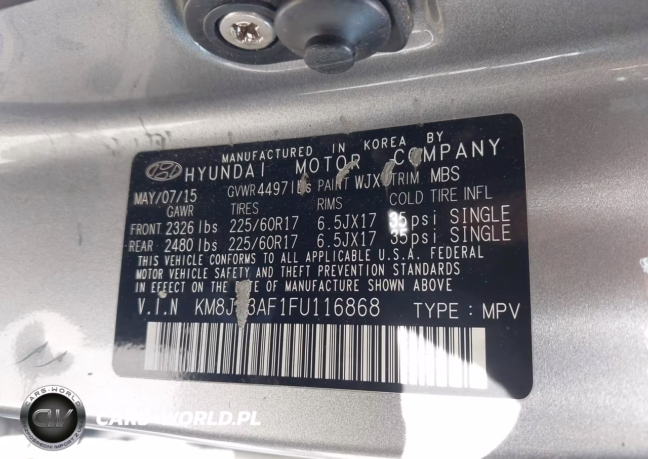 2015 Hyundai Tucson Gls VIN:KM8JT3AF1FU116868 - 9