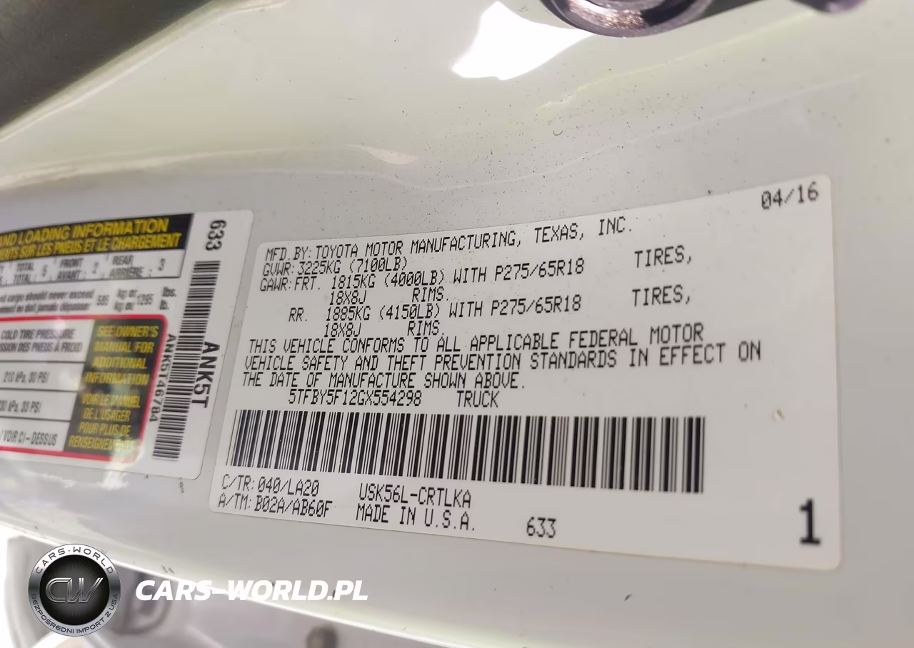 2016 Toyota Tundra Limited 5.7L V8 VIN:5TFBY5F12GX554298 - 9