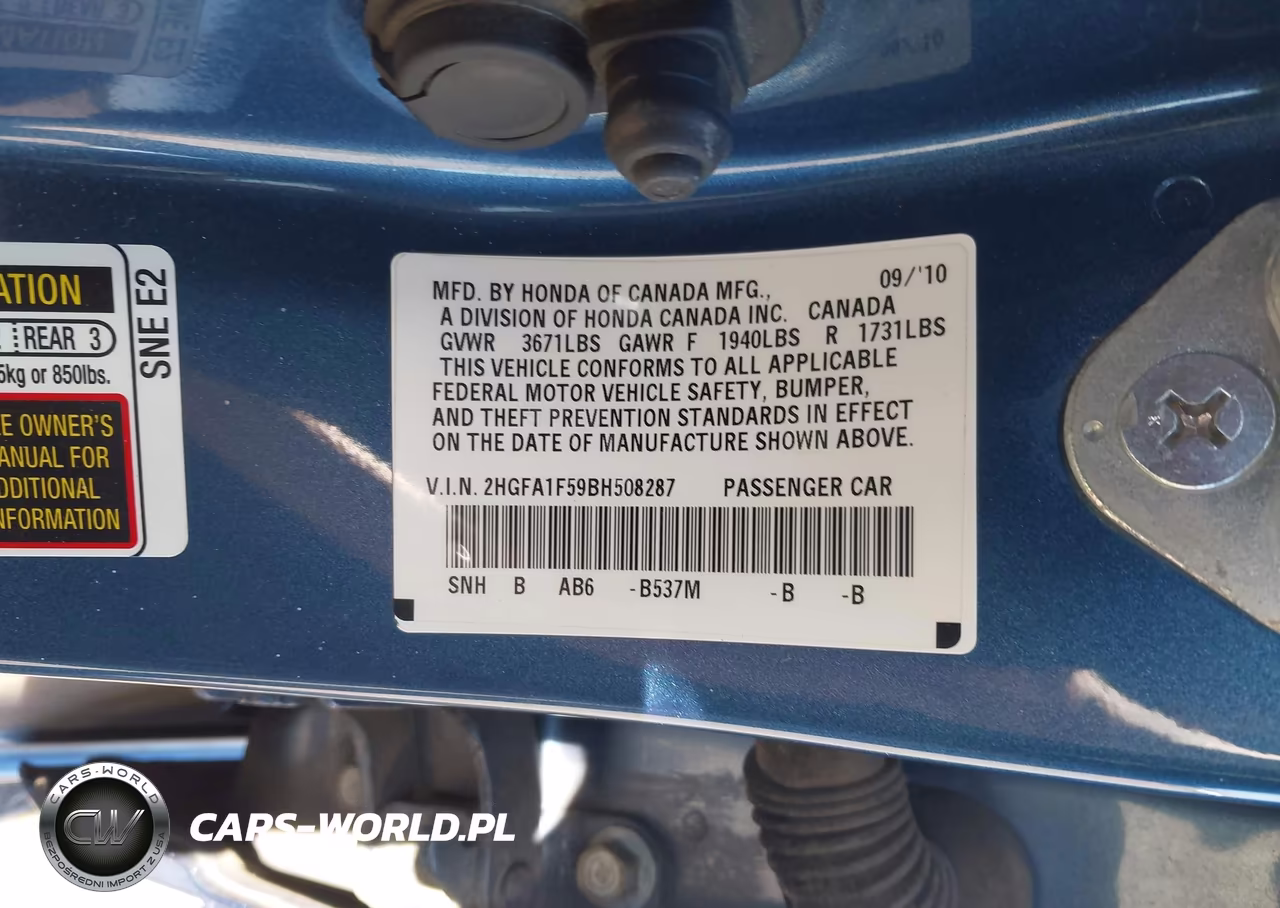 2011 Honda Civic Lx VIN:2HGFA1F59BH508287 - 9