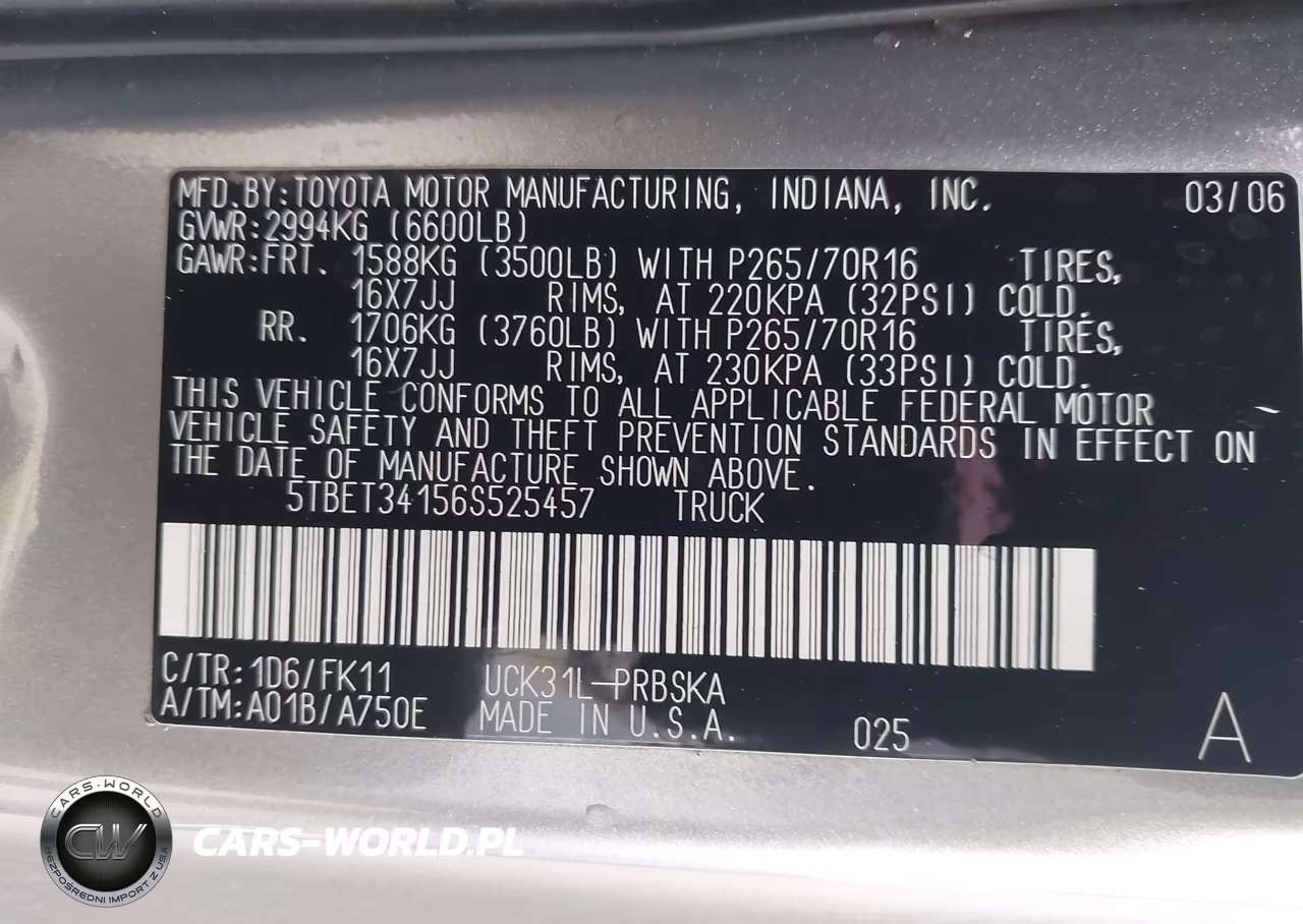 2006 Toyota Tundra Sr5 V8 VIN:5TBET34156S525457 - 9