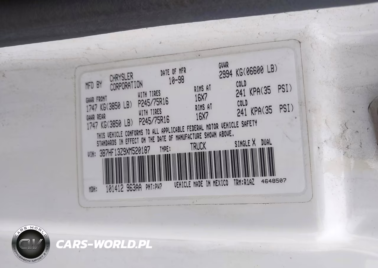 1999 Dodge Ram 1500 St VIN:3B7HF13Z9XM520187 - 9