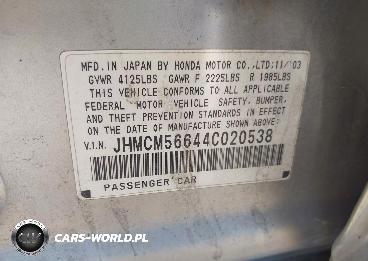 2004 Honda Accord 2.4 Ex VIN:JHMCM56644C020538 - 9