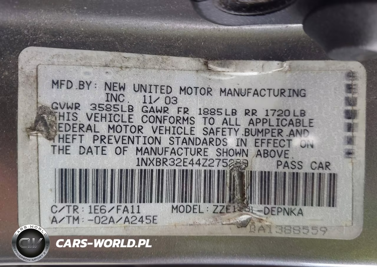 2004 Toyota Corolla Le VIN:1NXBR32E44Z275289 - 9