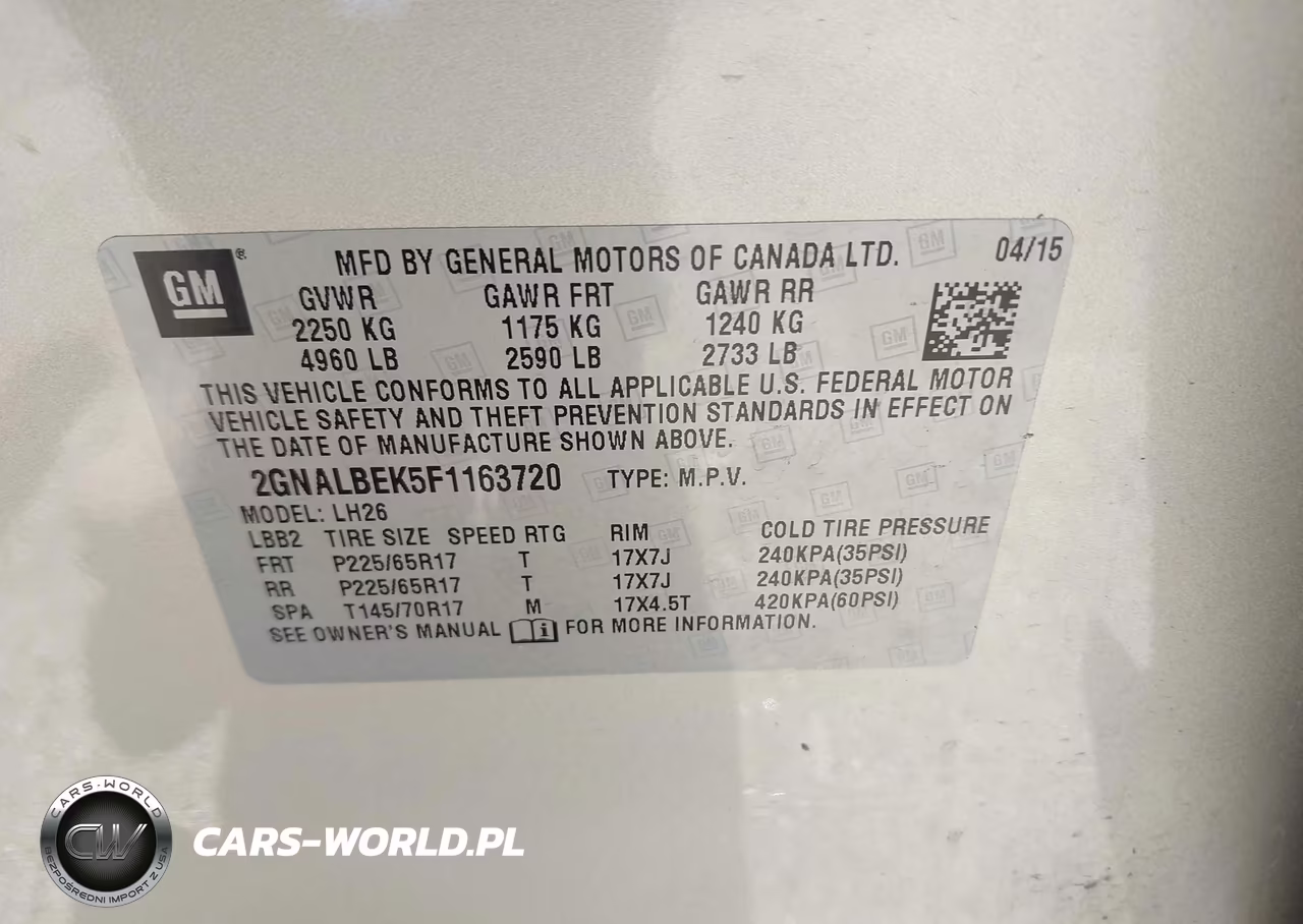 2015 Chevrolet Equinox Lt VIN:2GNALBEK5F1163720 - 9