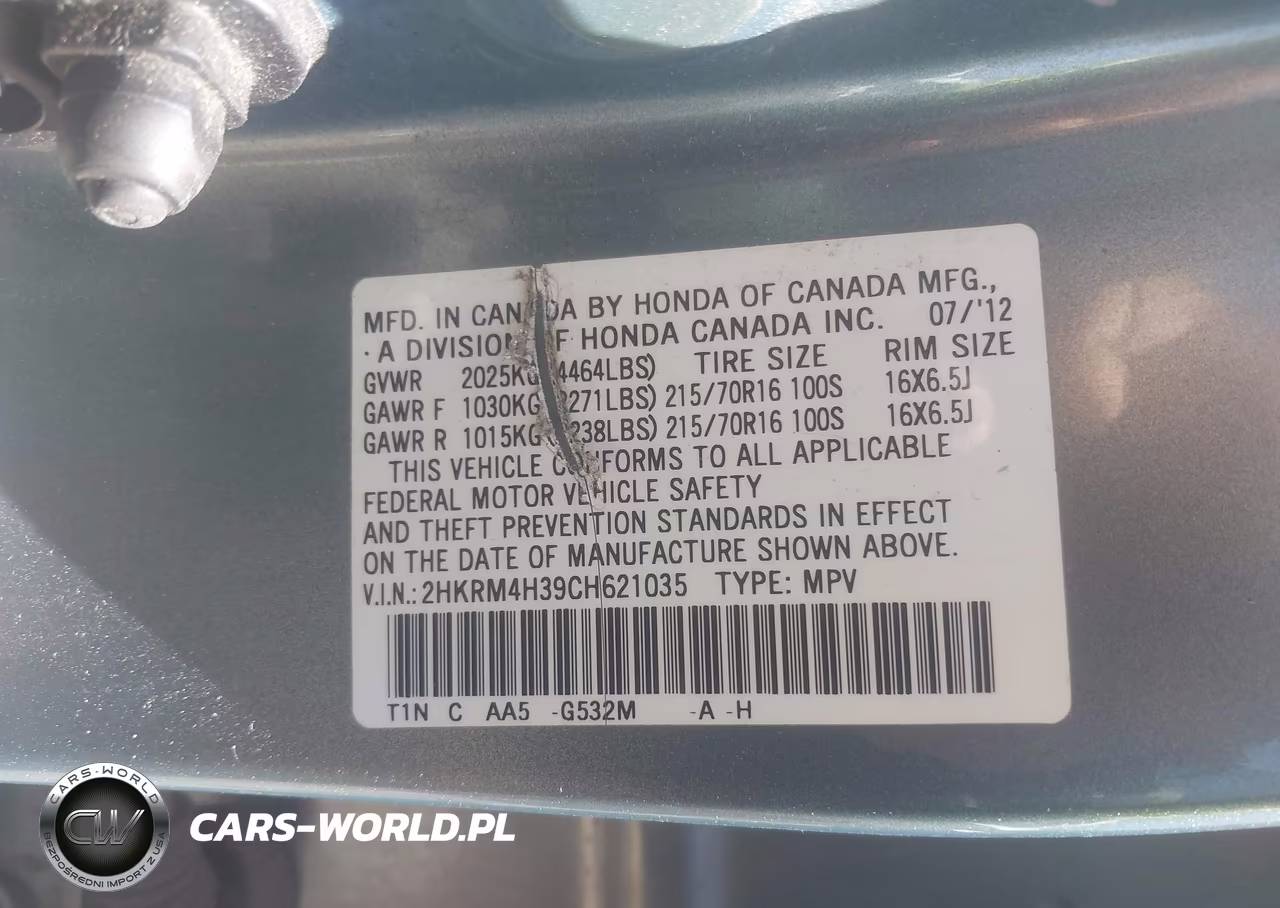 2012 Honda Cr-V Lx VIN:2HKRM4H39CH621035 - 9