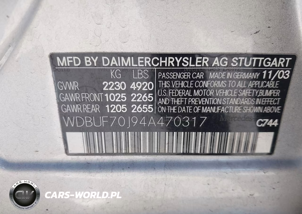 2004 Mercedes-Benz E 500 VIN:WDBUF70J94A470317 - 9