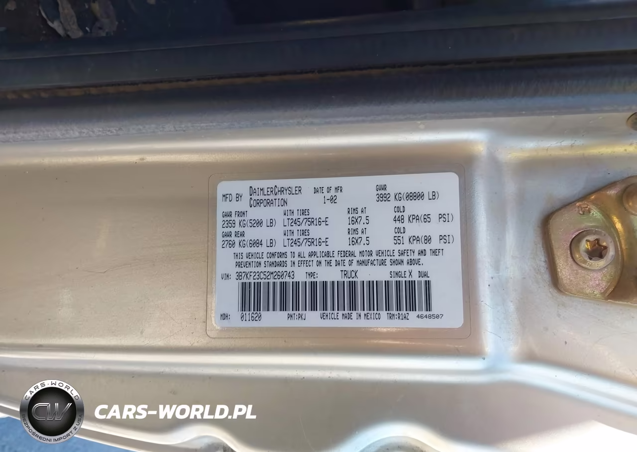 2002 Dodge Ram 2500 St VIN:3B7KF23C52M260743 - 9