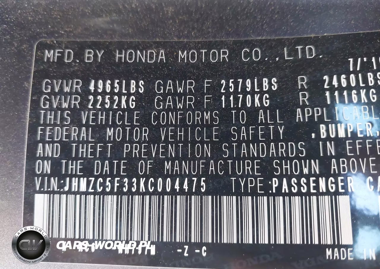 2019 Honda Clarity Plug-In Hybrid Touring VIN:JHMZC5F33KC004475 - 9