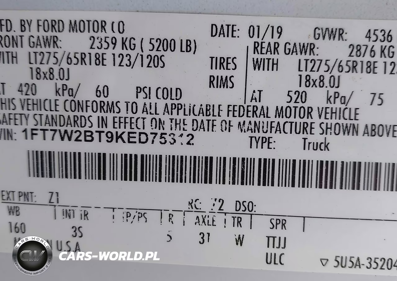 2019 Ford F-250 Xlt VIN:1FT7W2BT9KED75312 - 9