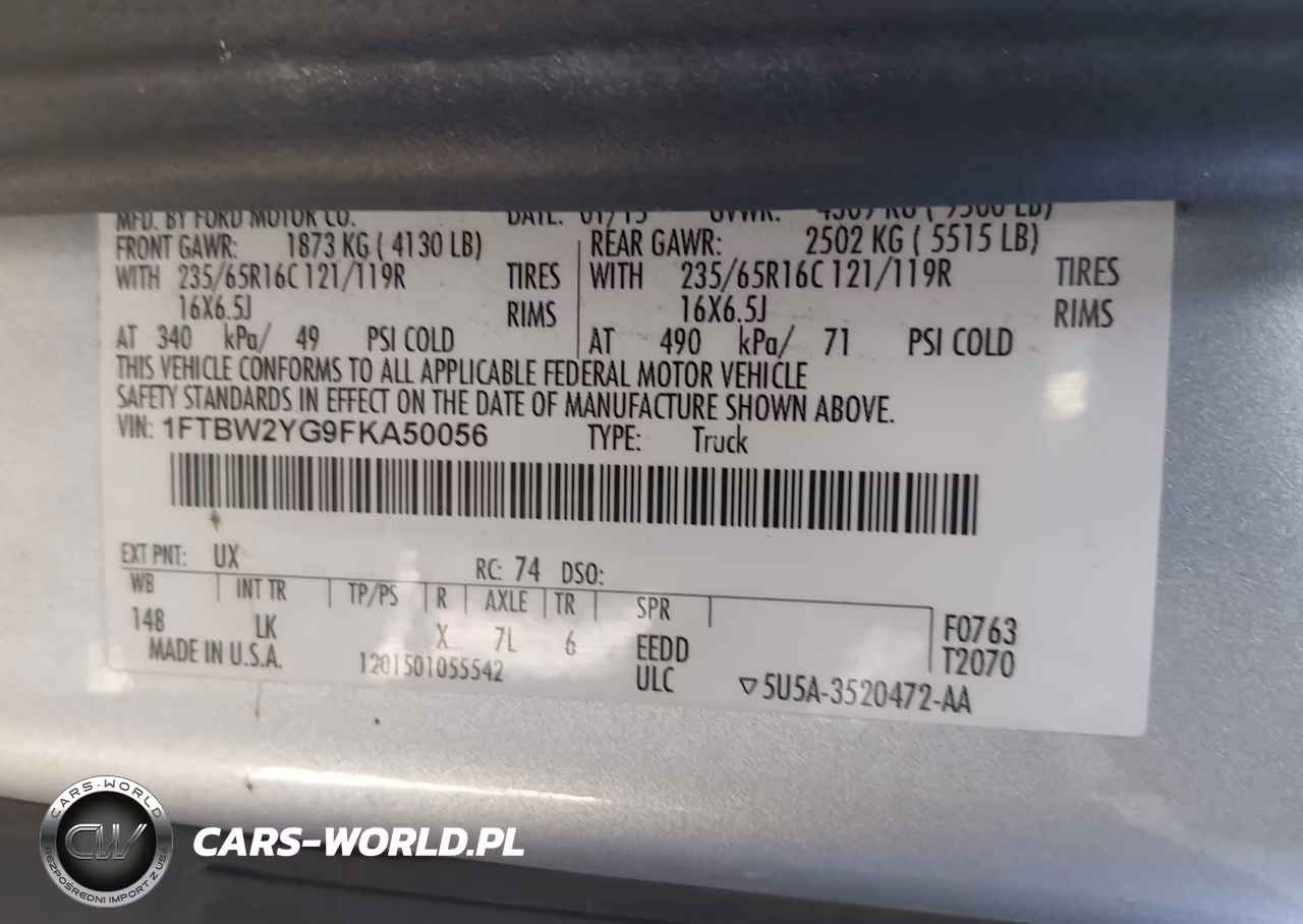2015 Ford Transit-350 VIN:1FTBW2YG9FKA50056 - 9