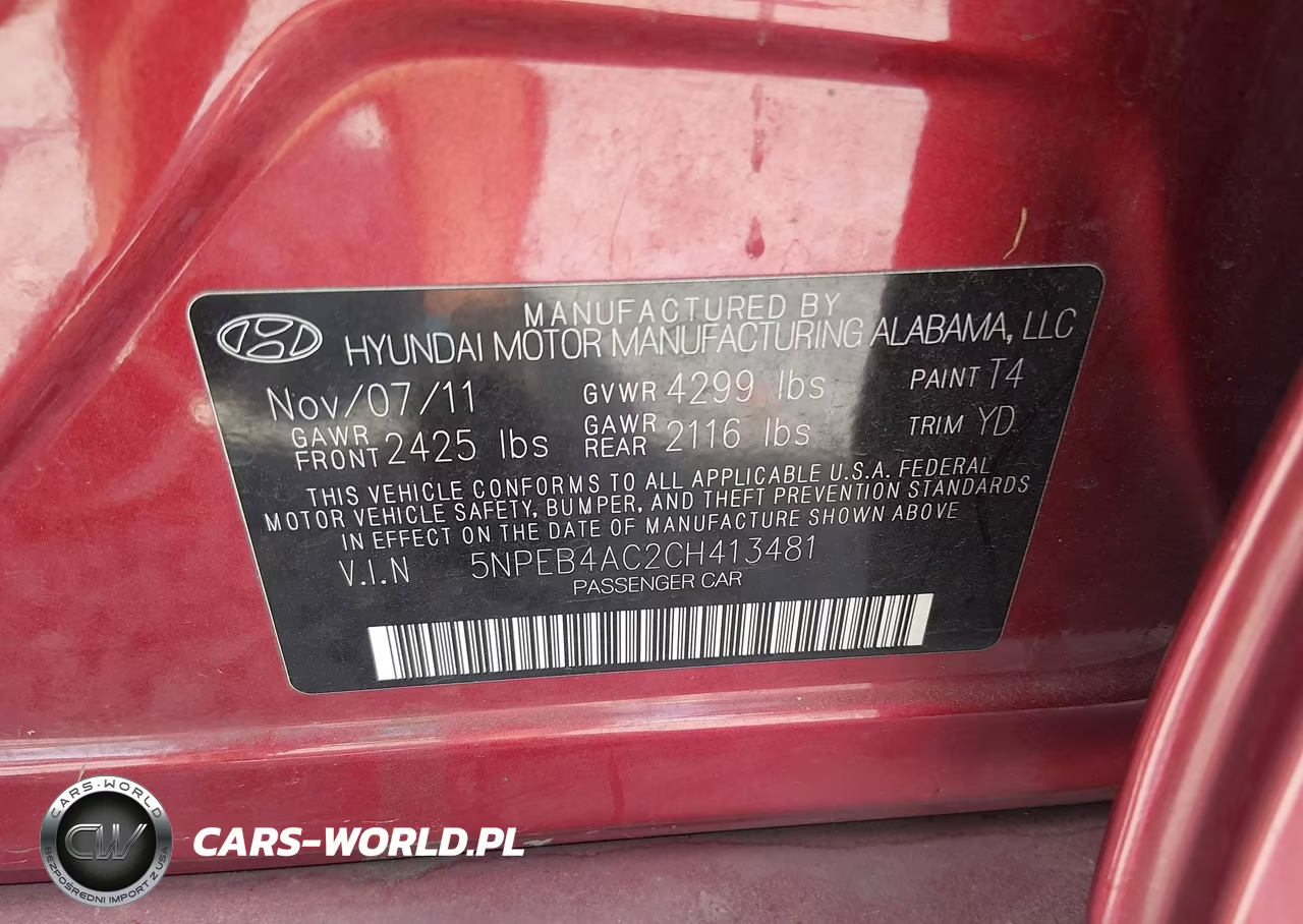 2012 Hyundai Sonata Gls VIN:5NPEB4AC2CH413481 - 9