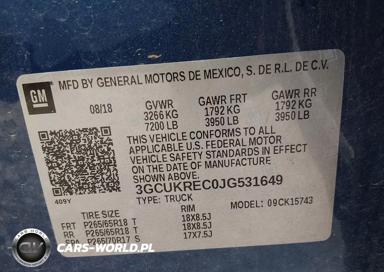 2018 Chevrolet Silverado 1500 2Lt VIN:3GCUKREC0JG531649 - 9