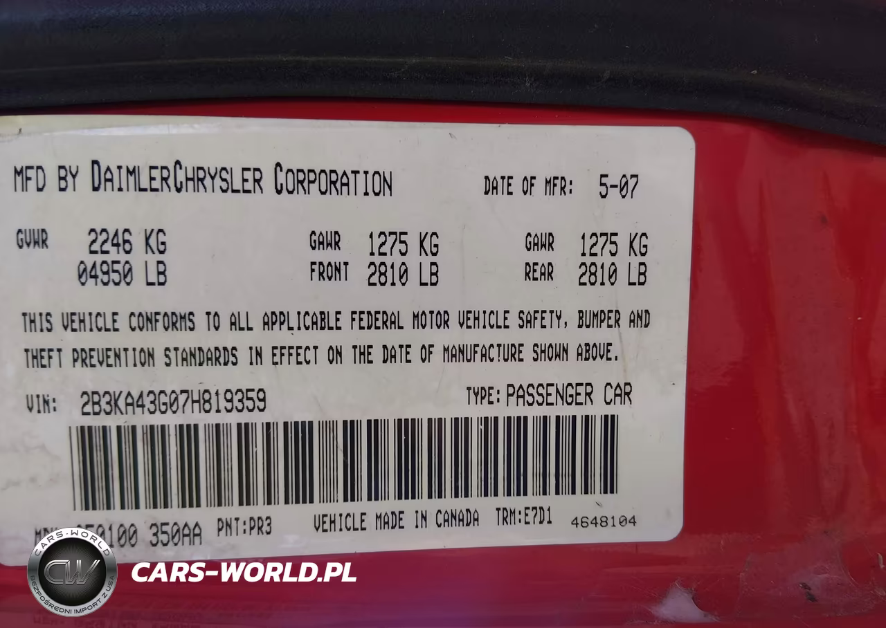 2007 Dodge Charger VIN:2B3KA43G07H819359 - 9