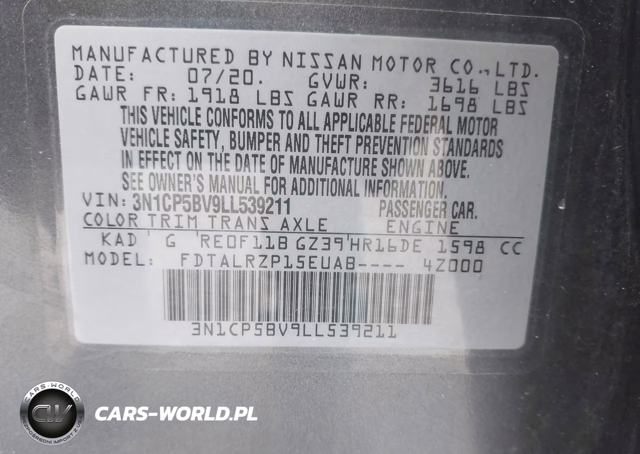 2020 Nissan Kicks S Xtronic Cvt VIN:3N1CP5BV9LL539211 - 9