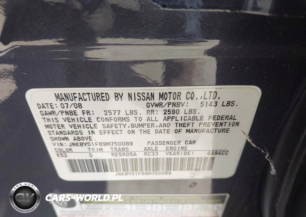 2009 Infiniti M45X VIN:JNKBY01F89M750089 - 9