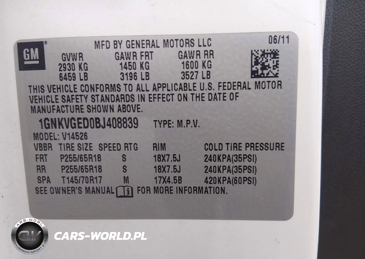 2011 Chevrolet Traverse 1Lt VIN:1GNKVGED0BJ408839 - 9