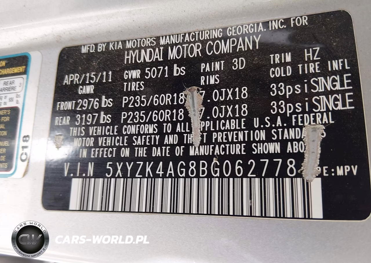 2011 Hyundai Santa Fe Limited V6 VIN:5XYZK4AG8BG062778 - 9