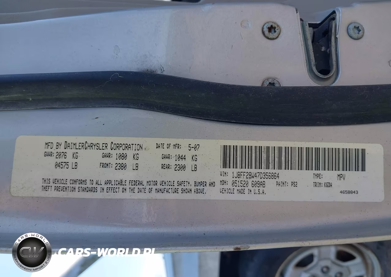 2007 Jeep Patriot Sport VIN:1J8FF28W47D356864 - 9